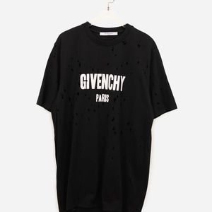 GIVENCHY  Black and White Logo Printed Cotton T-Shirt Size XS